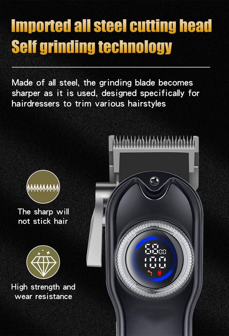 Electric Hair Clippers for Men Professional Cordless and Trimmers Set with LED Digital Display 4 Limit Combs Rechargeable Cutting Kit for At-Home Use Beauty and Personal Care GLESVOWIO