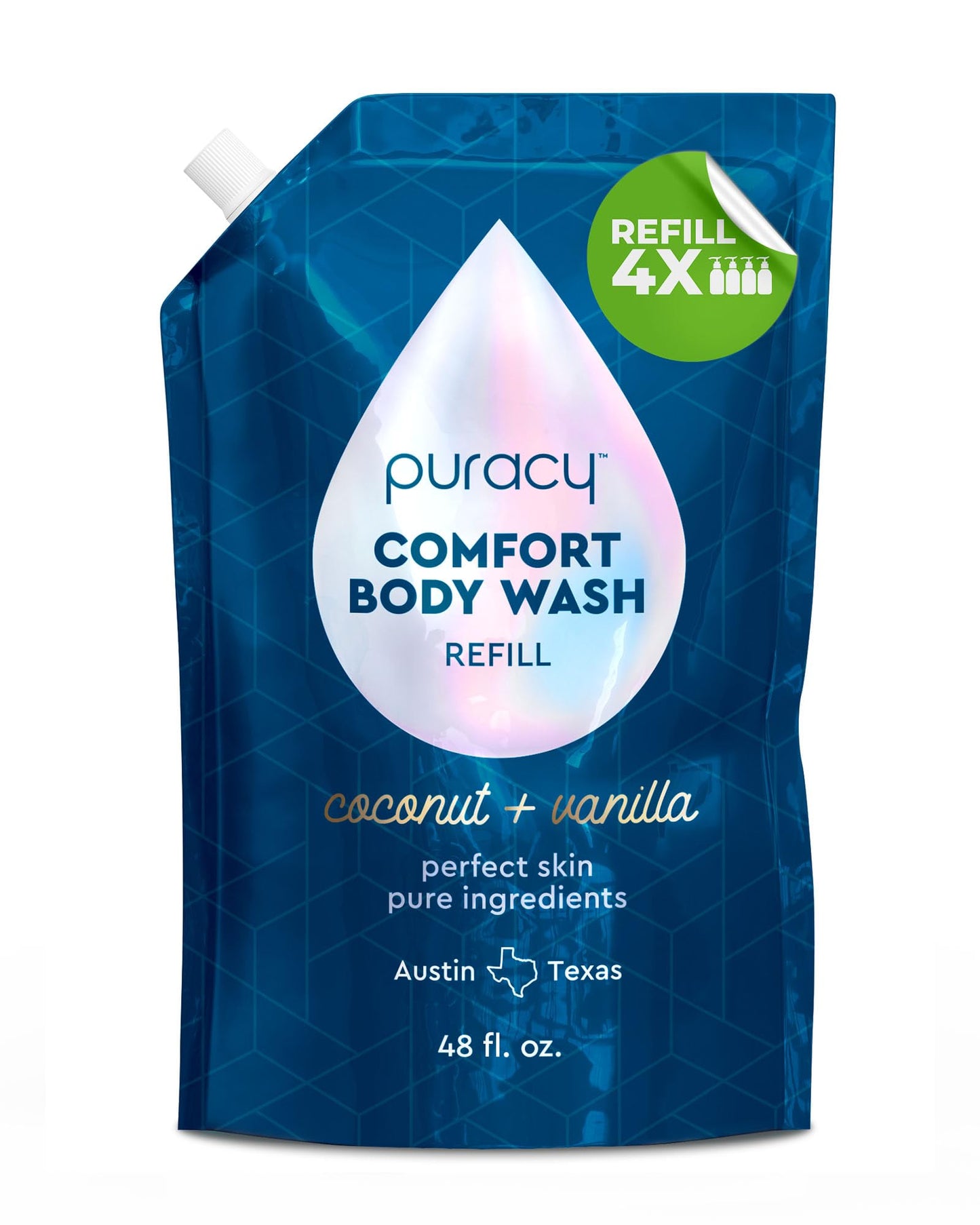 Puracy Body Wash Refill, Natural Body Wash, 98.6% Pure Plant Ingredients, Moisturizing Shower Gel for Women Men Kids, Body Soap for Dry Sensitive