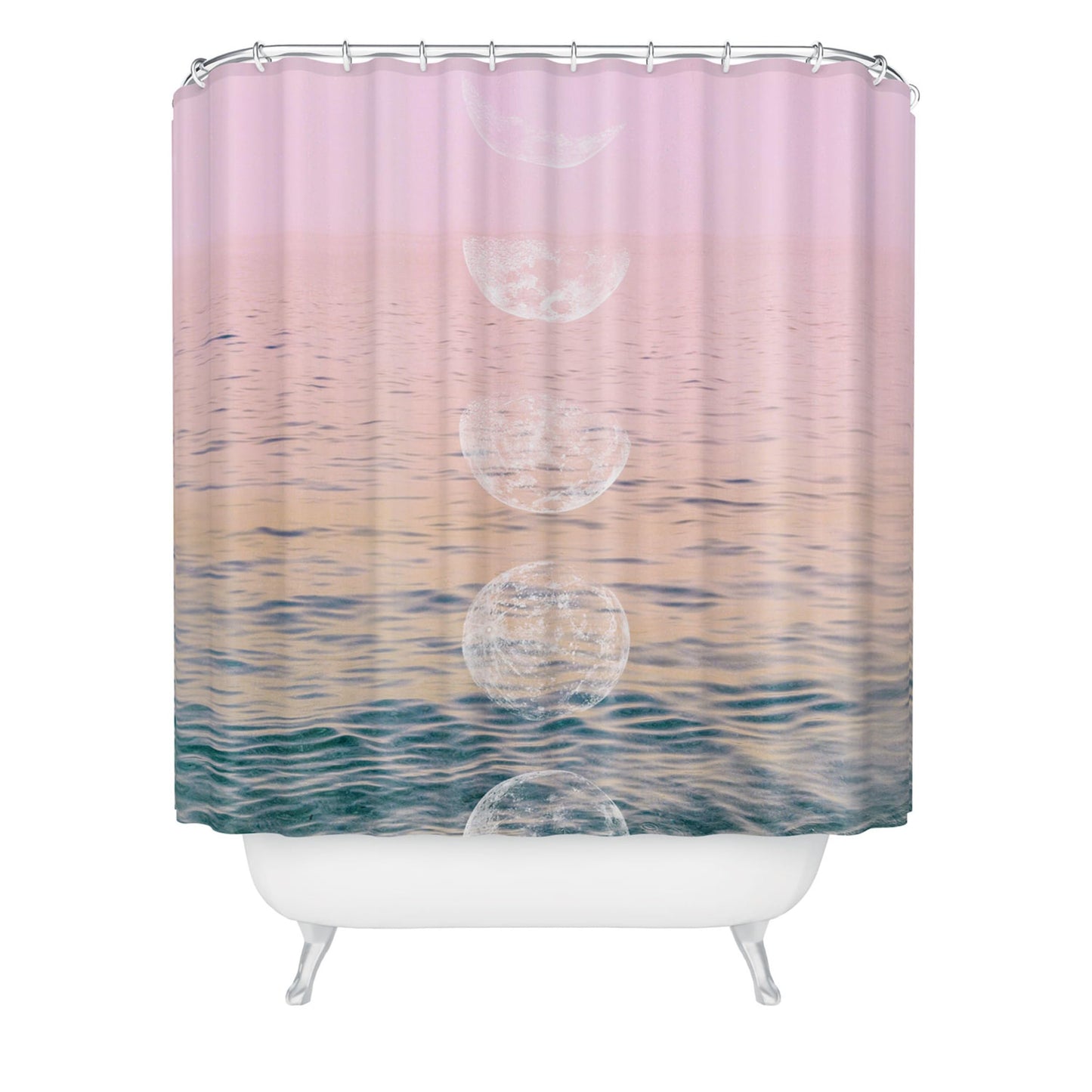 Society6 Shower Curtain - Bathroom Decor by Emanuela Carratoni - Extra Long Fabric Shower Curtains for Bathroom, 71" x 74", Moontime on The Beach