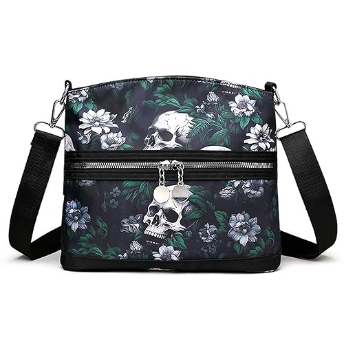 MEOKIM Women's Skull Shoulder Bag, Gothic Skull Wallet Y2k Backpack Street Hippie Backpack (green,One Size)