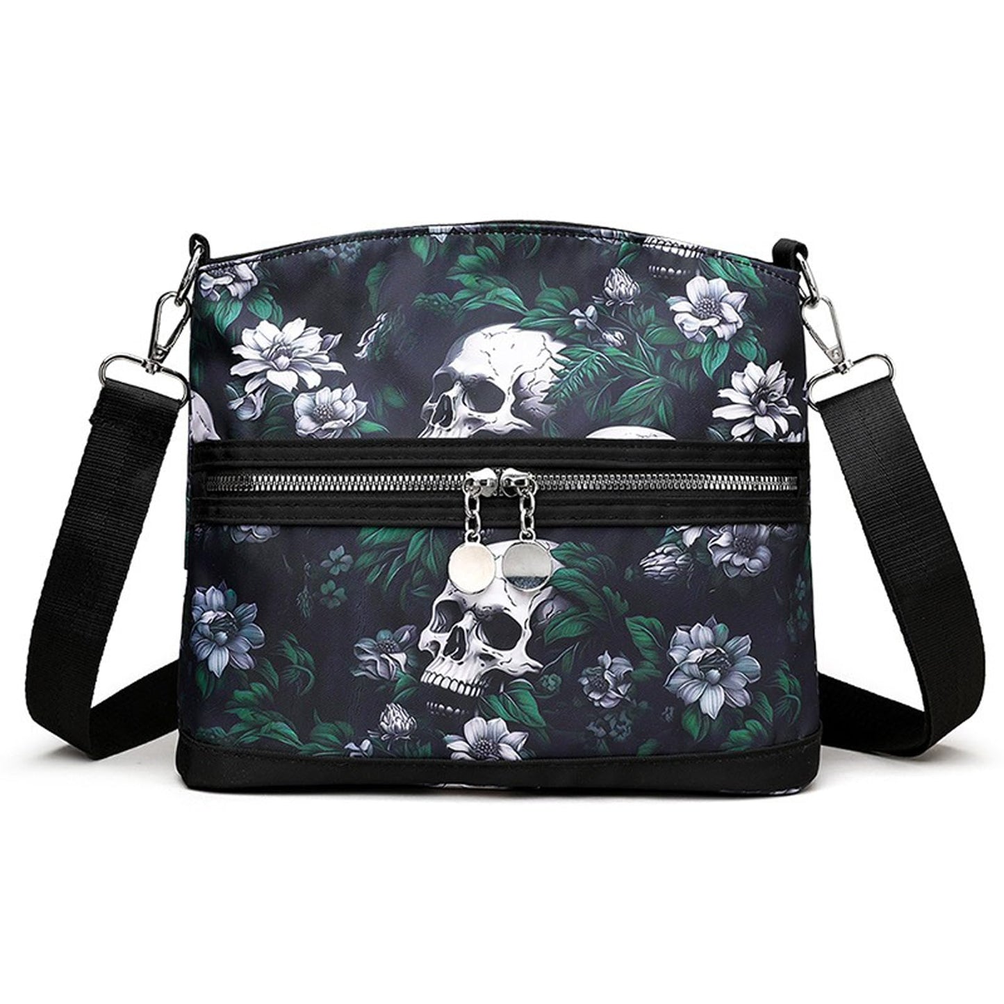 MEOKIM Women's Skull Shoulder Bag, Gothic Skull Wallet Y2k Backpack Street Hippie Backpack (green,One Size)