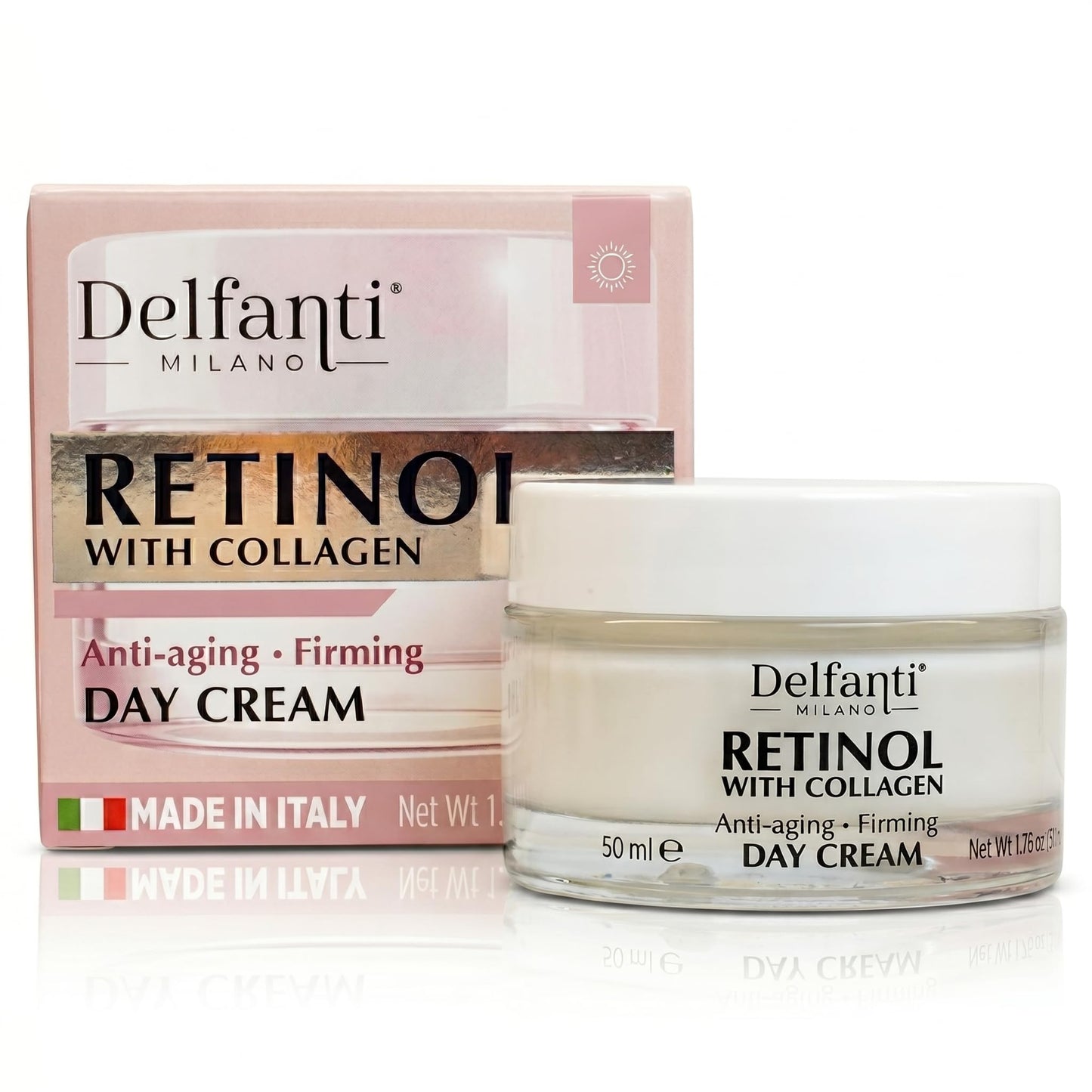 Delfanti-Milano • RETINOL with COLLAGEN • Anti-aging • Firming Day Cream • Face & Neck Moisturizer • Made in Italy • 1.7 oz
