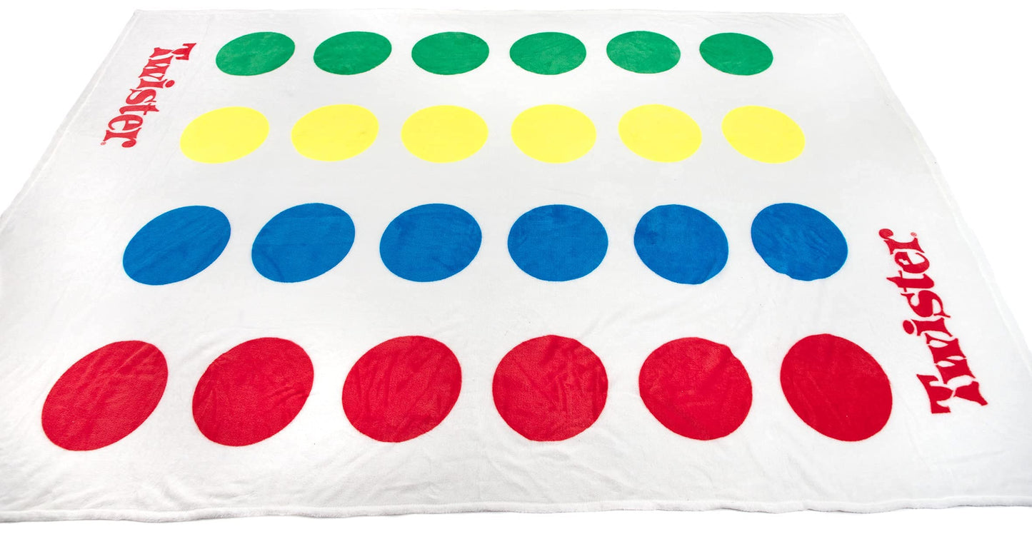 Jay Franco Twister Game Blanket - 3 Piece Set Includes Plush Blanket, Spinner, & Storage Bag (Official Hasbro Product)