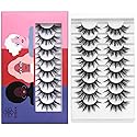 DYSILK Eyelashes Natural Look - 8 Pairs 5D Lashes 17mm - Mink Eyelashes Fluffy Lashes Pack Cat Eye Soft Reusable
