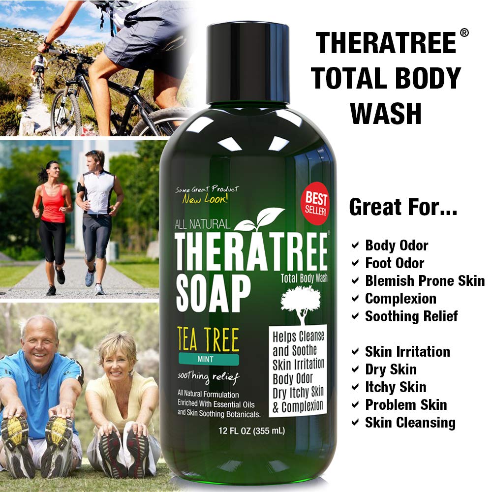 Oleavine TheraTree Tea Tree Oil Soap with Neem Oil - 12oz - Helps Skin Irritation, Body Odor, & Helps Restore Healthy Complexion for Body and Face