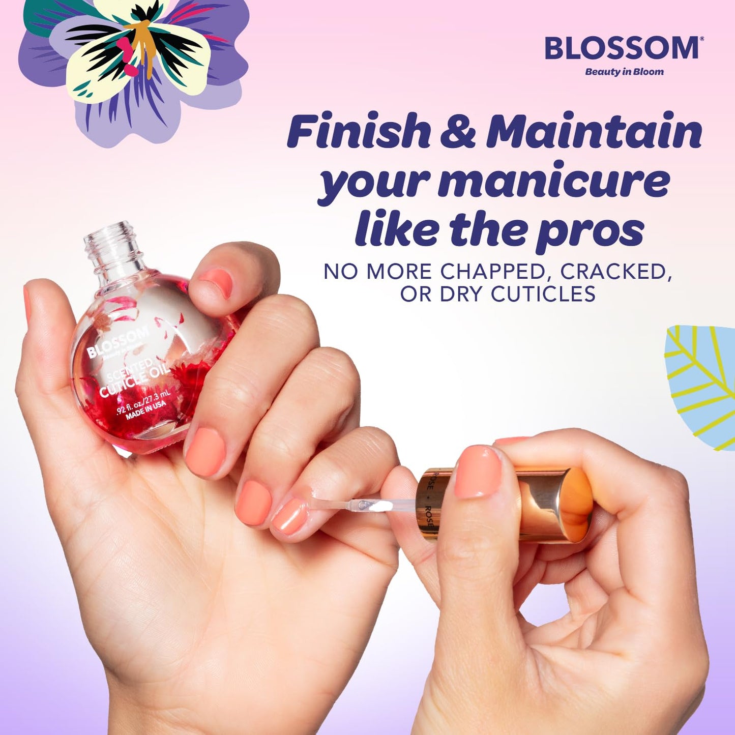 Blossom Cuticle Oil for Nails, Hydrating, Moisturizing, Scented Nail Oil Cuticle Care, Infused with Real Flowers, Made in USA, 0.5 fl. oz, Lavender Beauty and Personal Care Blossom