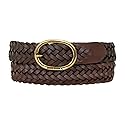 Eddie Bauer Women's Casual Leather Belts with Durable Metal Buckle, Center Bar Woven - Brown, XX-Large