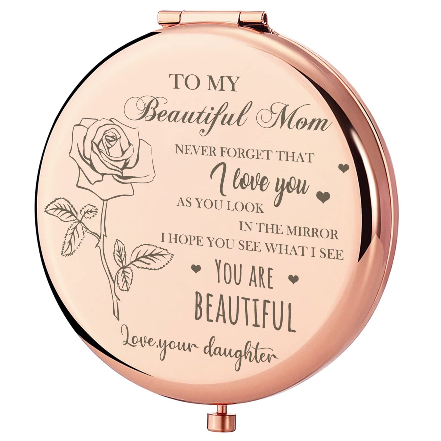 GAOLZIUY Compact Mirror Gifts for Mom from Daughter, Rose Gold Compact Mirror for Mother, Birthday Gifts for Moms Women from Daughter, Presents