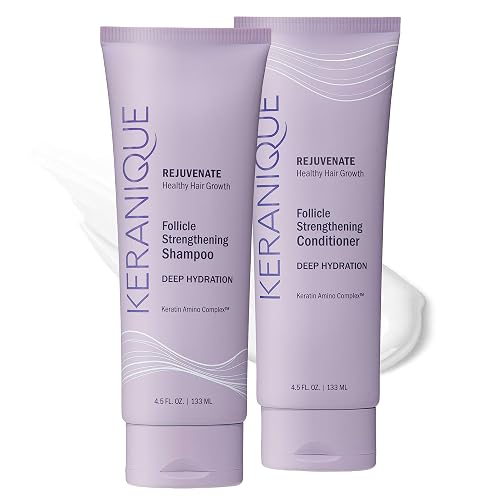 Keranique Deep Hydration Shampoo and Conditioner Set for Dry, Thinning Hair - Keratin, Biotin & Niacinamide - Moisturizing, Strengthening & Volumizing