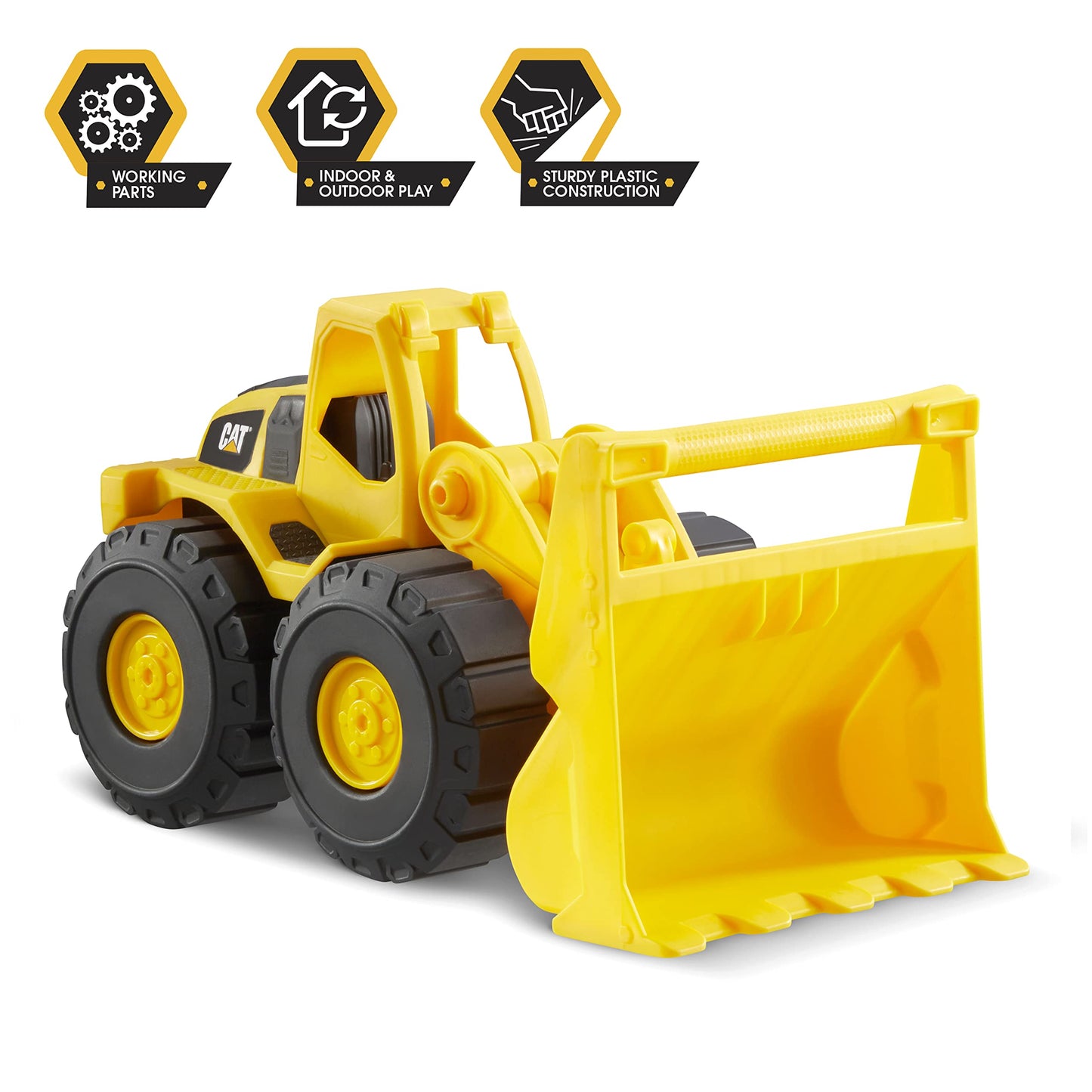 CAT Construction Fleet 10" Front Loader Toy – Durable Plastic Vehicle with Working Bucket & Free-Rolling Wheels for Kids Ages 2+