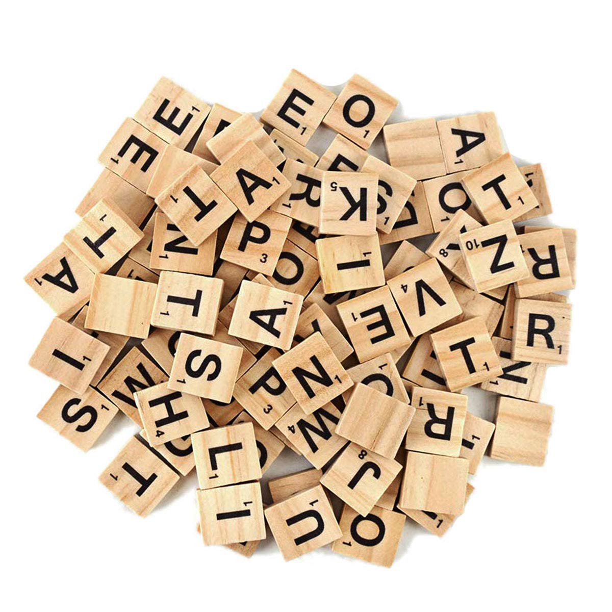 TMEEIHNSS 100Pcs Wooden Alphabet Tiles Scrabble Replacement Letters for Board Games, Wedding Frame and Wall Art (100)