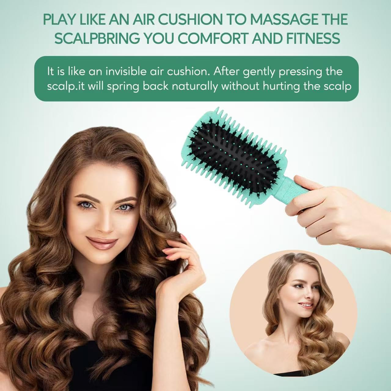 Curly Hair Brush Defining, Volume Curl Defining Brush for Effortlessly Detangling Shaping and Styling Women's Curls, Reduce Pulling (Green 1PC)