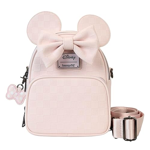 Loungefly Minnie Mouse Checkered Texture Convertible Mini Backpack & Crossbody Bag