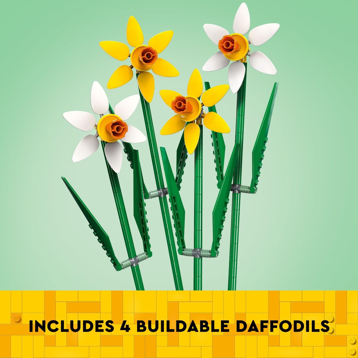 LEGO Daffodils Building Toy for Kids Ages 8+, Artificial Flower Set for Bedroom Decor & Display, Fun Birthday Gift for Girls & Boys, 40747
