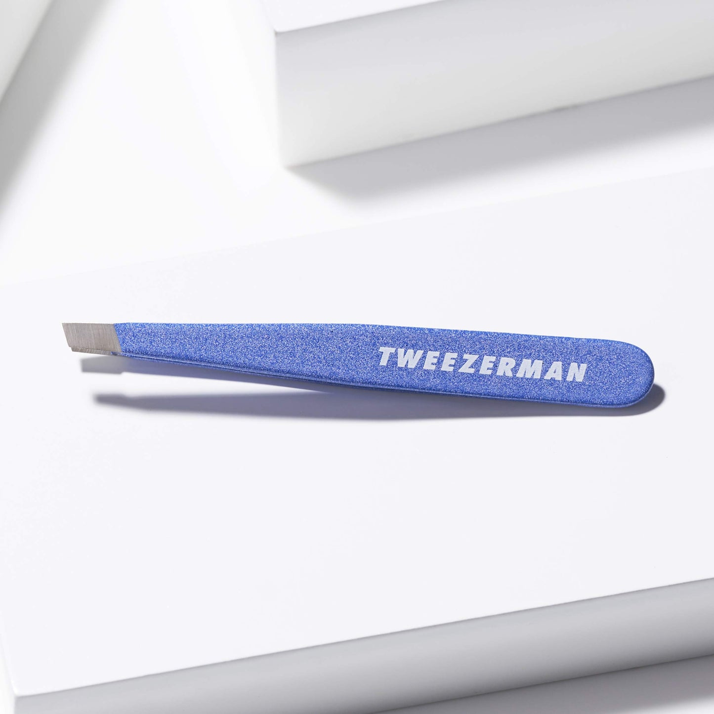 Tweezerman Mini Slant Tweezer - Tweezers for Eyebrows, Travel Tweezers for Eyebrows, Facial Hair (Granite Sky)