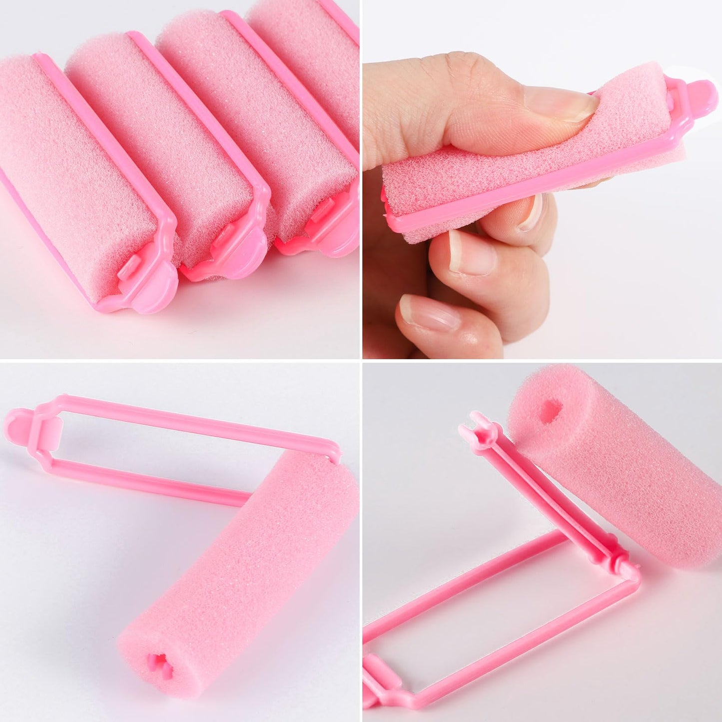 12 Pcs Foam Sponge Hair Rollers 2.4 Inch Hair Curlers to Sleep Heatless Curler Hair Pink Christmas Party Hairstyles