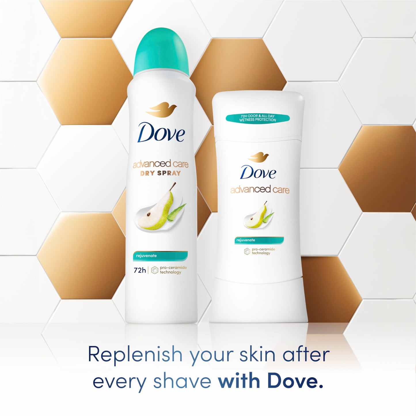 Dove Advanced Care Antiperspirant Deodorant Stick Rejuvenate 4 Count to help skin barrier repair after shaving by boosting skin's ceramide levels Beauty and Personal Care Dove