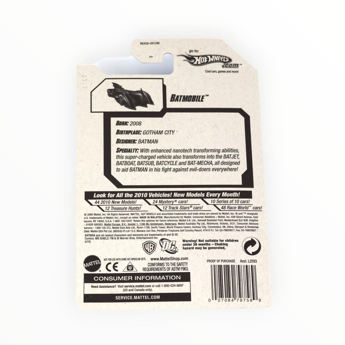 Hot Wheels 2010 (042/240) BATMOBILE 42/44 New Models 1:64 Scale