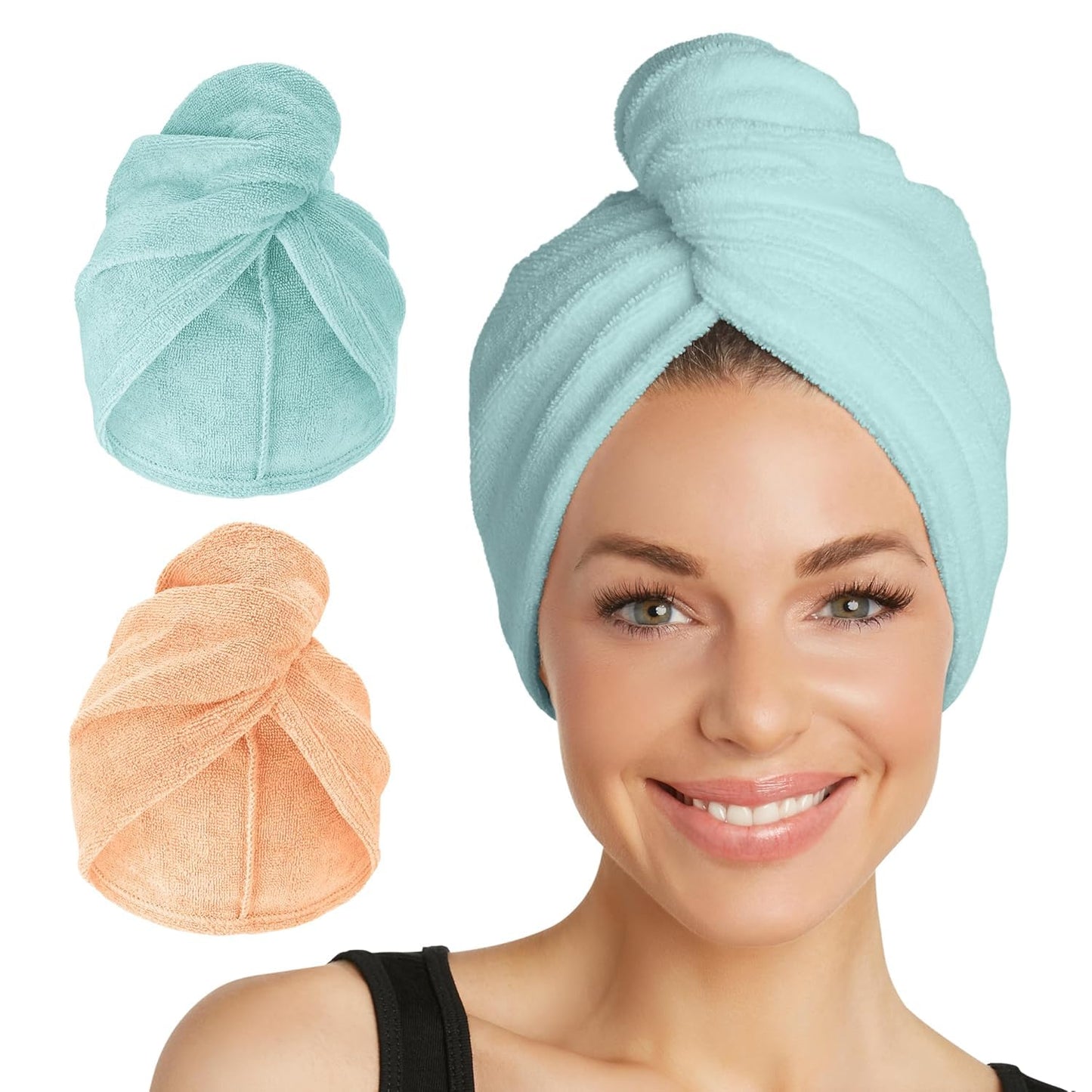 Turbie Twist 2-Pack Microfiber Hair Towel for Beauty, Travel, Gifting - Wrap Turban for Straight, Wavy & Curly Hair - Premium Personal Care - Dazzling Beauty and Personal Care Turbie Twist Default Title