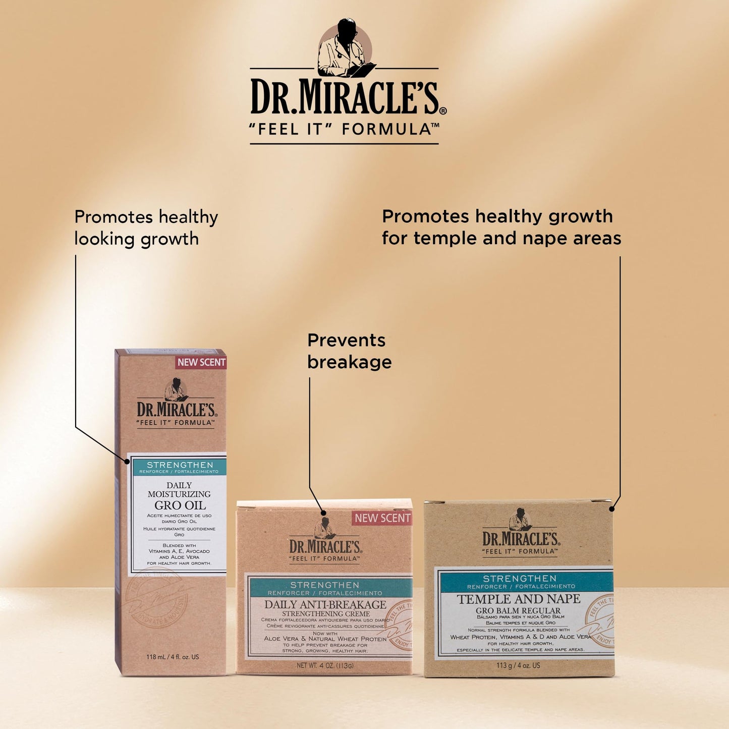 Dr. Miracle's Daily Moisturizing Gro Oil, Blended with Vitamins A, D, E, Avocado & Aloe Vera For Healthy Hair Growth, 4 Ounce