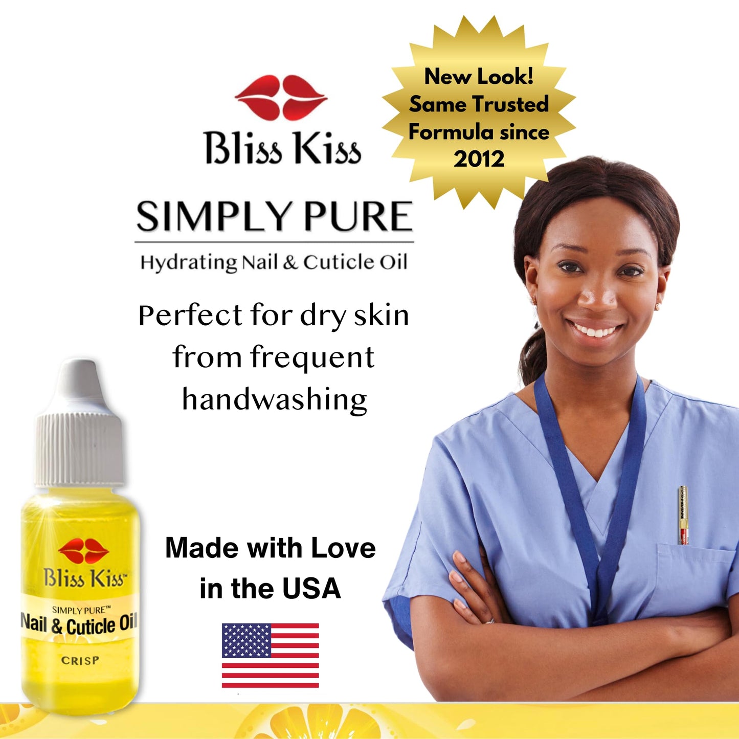 Bliss Kiss | Crisp Fragrance | Nail Oil Cuticle Dropper w/Vitamin E & Jojoba?Nail Strengthener Nail Growth Serum for Brittle Peeling Breaking Thin