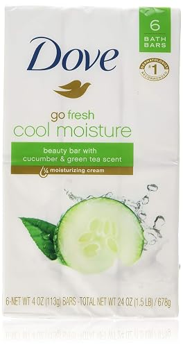 Dove Go Fresh Cool Moisture Beauty Bars, 4 oz bars, 2 ea (Pack of 3)