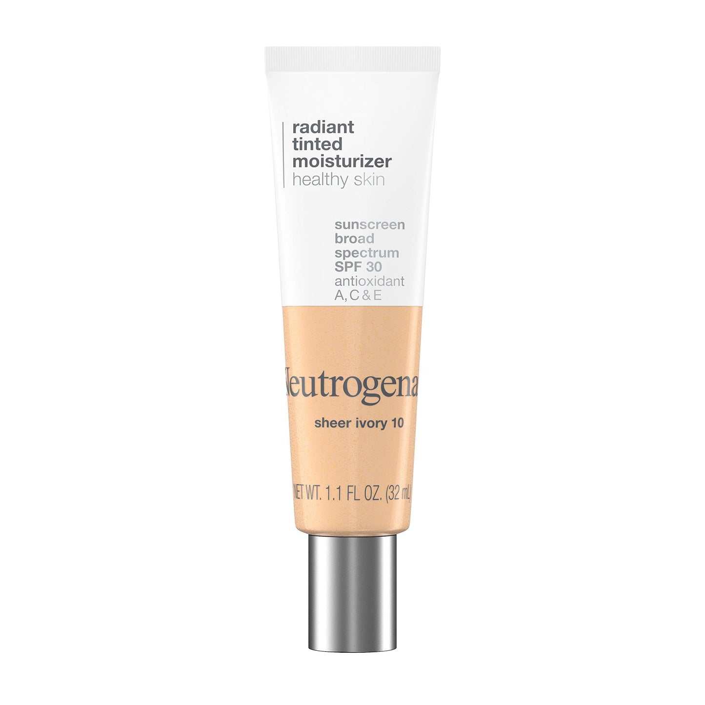 Neutrogena Healthy Skin Radiant Tinted Facial Moisturizer with Broad Spectrum SPF 30 Sunscreen Vitamins A, C, & E, Lightweight, Sheer, & Oil-Free