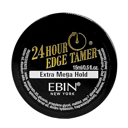 EBIN NEW YORK 24 Hour Edge Tamer Extra Mega Hold 0.5Fl Oz Strong Edge Control Gel, No Flaking, Sleek Smooth Finish, Long Lasting, Argan & Castor Oil