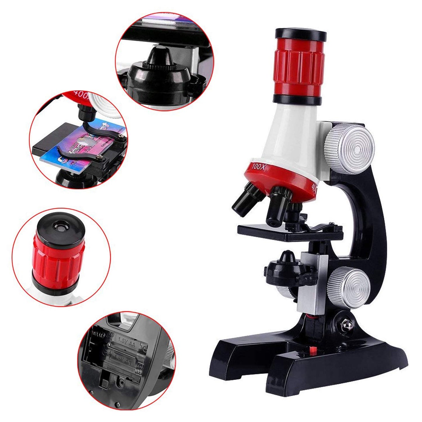 Little World Kids Microscope Kit – Beginner Science Set with LED, 100x/400x/1200x Magnification, Educational Toy Gift for Birthdays & Halloween