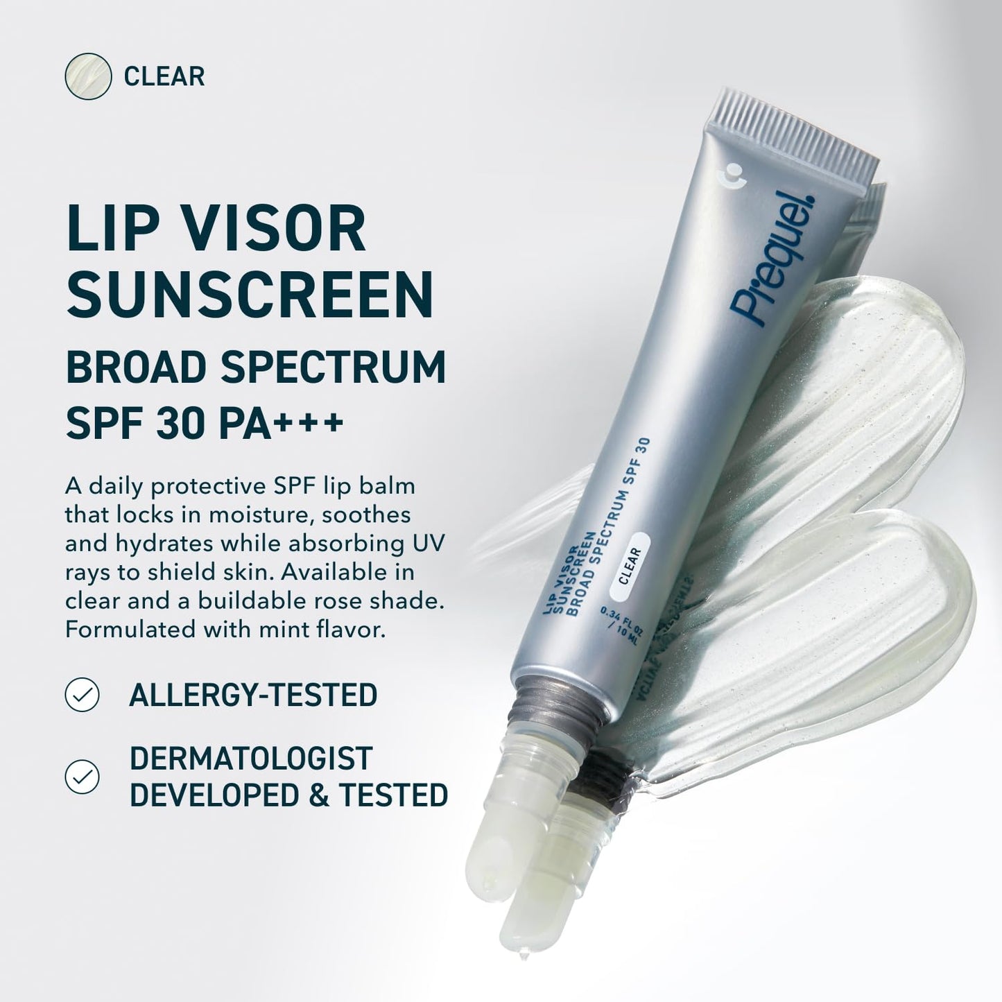 Prequel Skin Lip Visor, Clear Lip Balm with SPF 30 PA+++. Mint Flavored with Non-Sticky Finish - Moisturizing Semi Gloss Balm Sunscreen for Daily Use Beauty and Personal Care Prequel