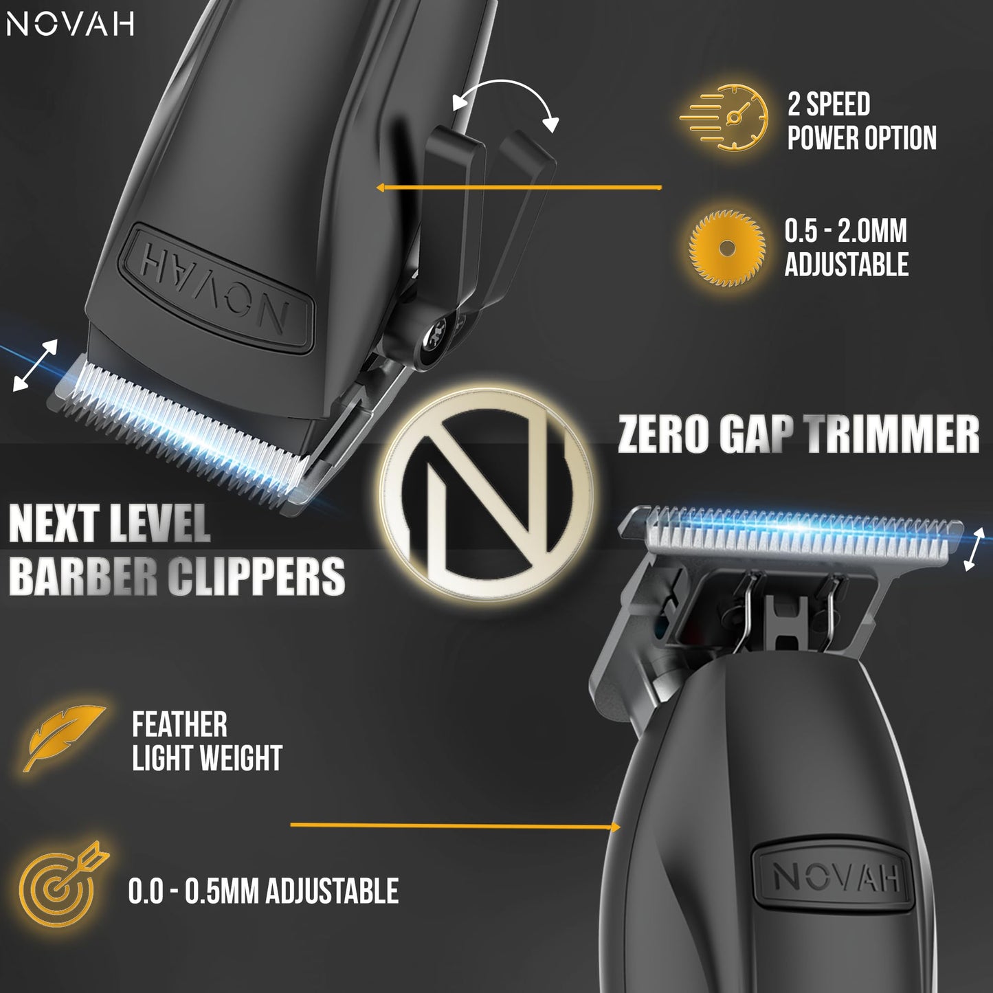 Novah® Professional Hair Clippers for Men, Professional Barber Clippers and Trimmer Set, Mens Cordless Hair Clipper for Barbers Haircut Kit Fade Beauty and Personal Care NOVAH Grooming