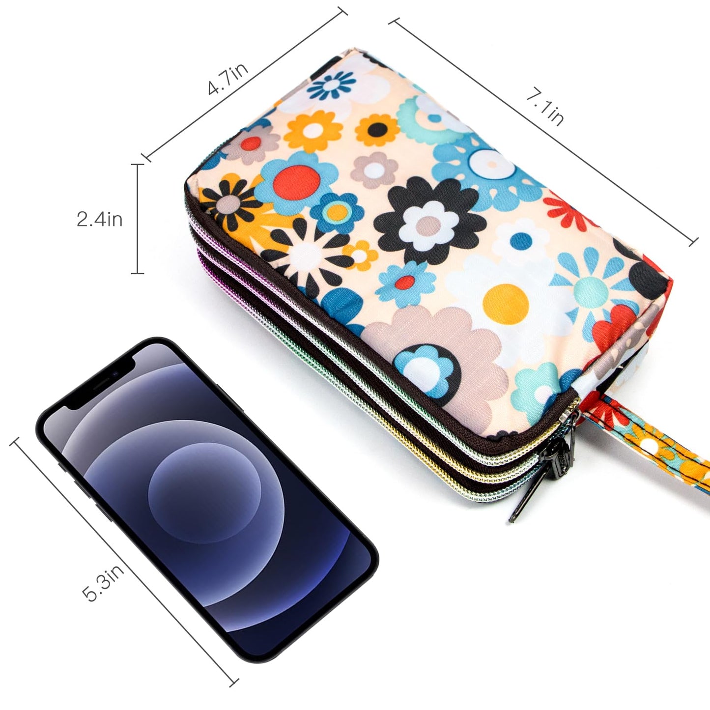 BIAOTIE Large Capacity Wristlet Wallet - Women Printed Nylon Waterproof Handbag Clutch Purse (F-08)
