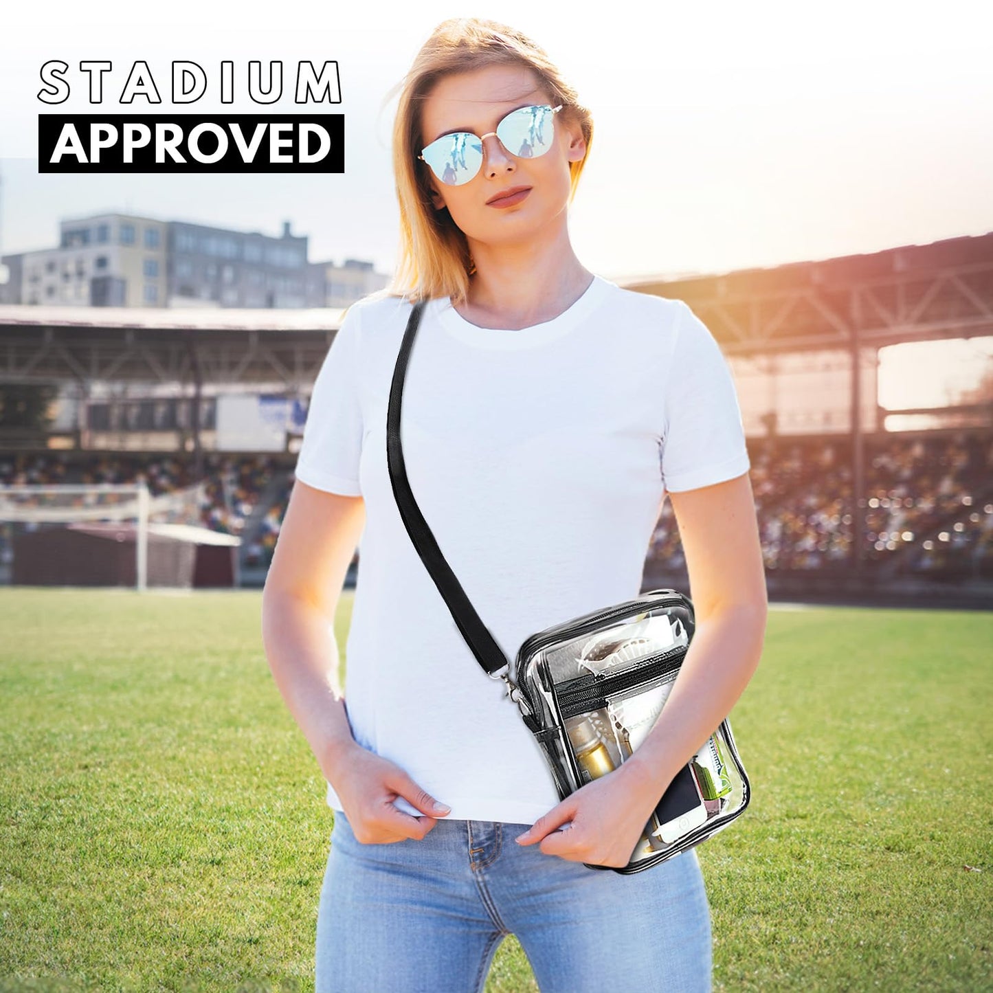 Clear Bag for Stadium Events Clear Purse for Stadium Crossbody Bag with Shoulder Strap