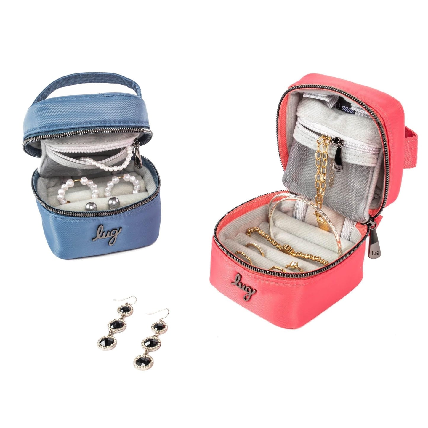 Lug Swizzle Mini Jewelry Case, METALLIC BLACK