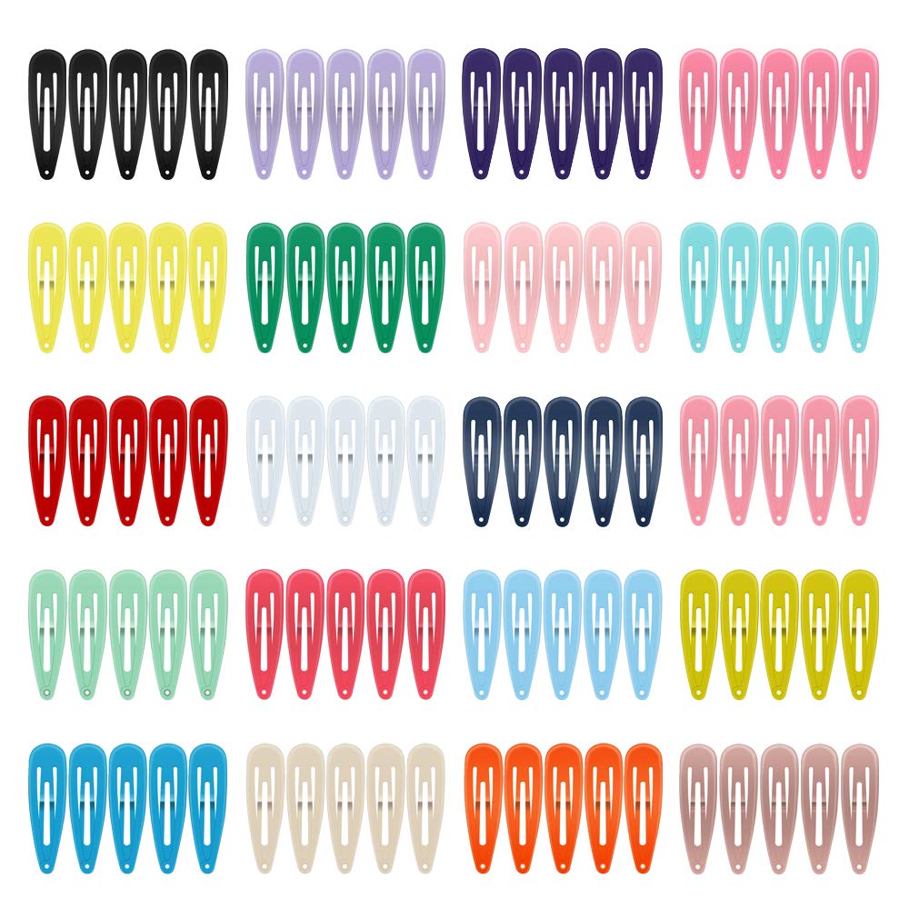 Hair Clips, ECADY (100-Pack 20 Colors) Non-Slip Snap Barrettes for Girls, Women, Kids - 2 Inch