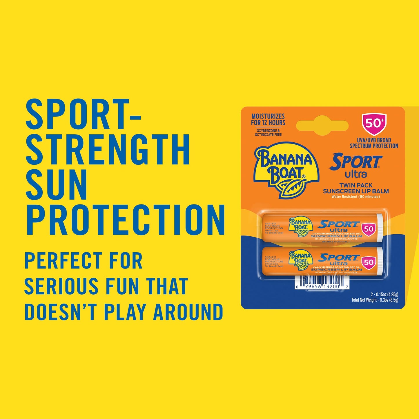 Banana Boat Sport Ultra SPF 50 Lip Sunscreen Twin Pack SPF Lip Balm Pack, Banana Boat Lip Balm SPF 50, Oxybenzone Free Sunscreen, Lip Sunblock, Travel