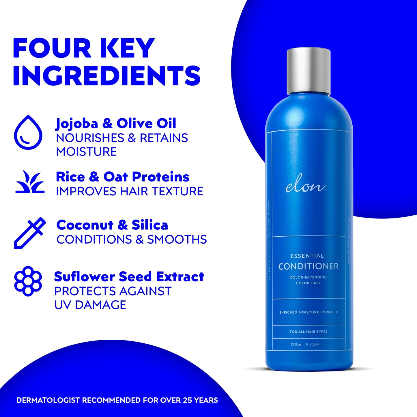 Elon Sulfate Free Shampoo and Conditioner Set (12oz) -Hair Shampoo for Color Treated Hair to Extend Color -Conditioner for Dry Hair to Nourish