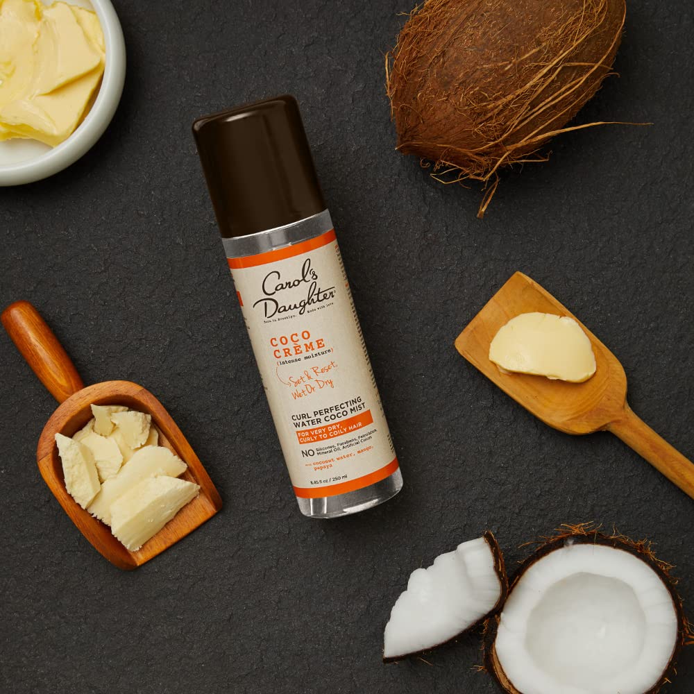 Carol's Daughter Coco Creme Curl Perfecting Water Mist 8.4oz – Coconut Water Curl Refresher & Activator, Silicone & Paraben Free, Very Dry Curly Hair