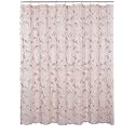 SERAFINA Decorative Sheer Fabric Shower Curtain: Two Toned Dusty Pink and White Embroidered Leaves with Metallic Threading (Blush/White) 70 x 72