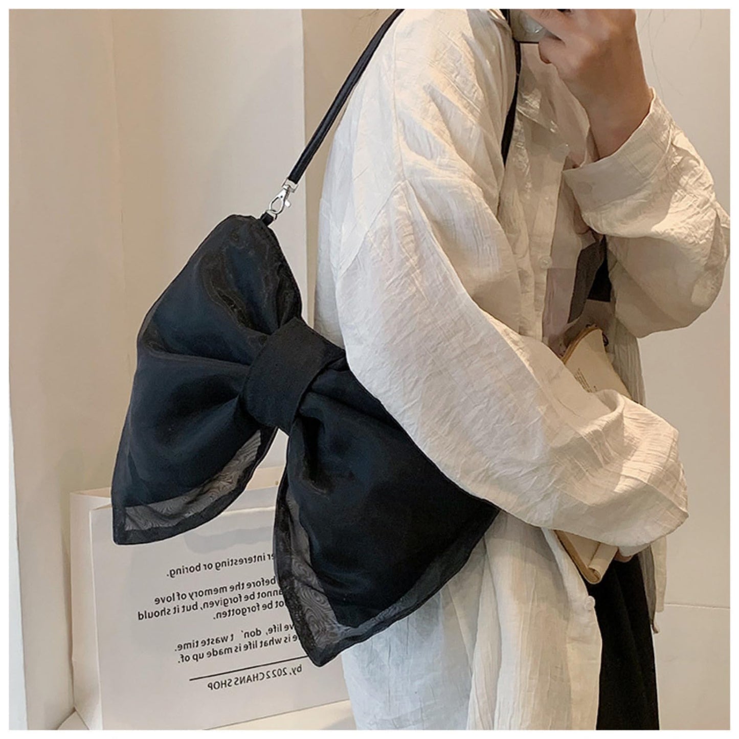 Wayolyn Kawaii Bow-shaped Crossbody Bag Bow Shoulder Bag for Women Cute Bowknot Purse Handbag Aesthetic Y2k Accessories (Black)