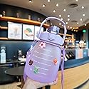 NCDUANSAN Kawaii water bottle large capacity water bottle portable sports bottle with cute three-dimensional sticker 1300ML(Purple,1300ml)