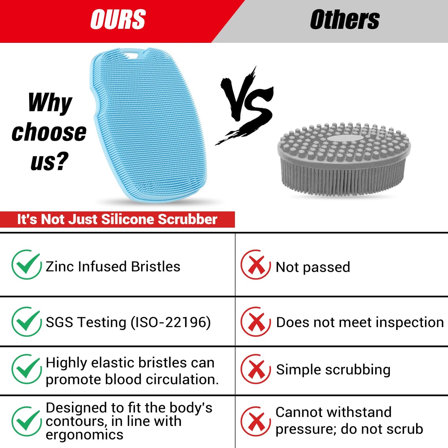 Canroom Silicone Body Scrubber - Anti Zinc Infused-Highly Elastic Bristles Exfoliating Body Scrubber for Shower Body,Cellulite Reduction,Blood Beauty and Personal Care canroom