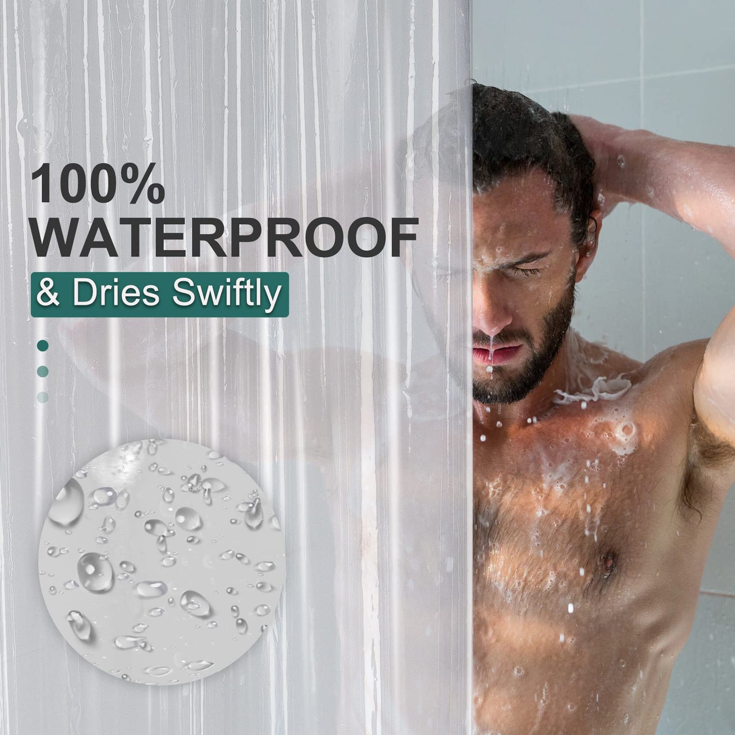 AmazerBath Clear PEVA Shower Curtain – Heavy Duty 8G, Weighted with 3 Stones & 12 Rustproof Grommets – 72x72 Inches