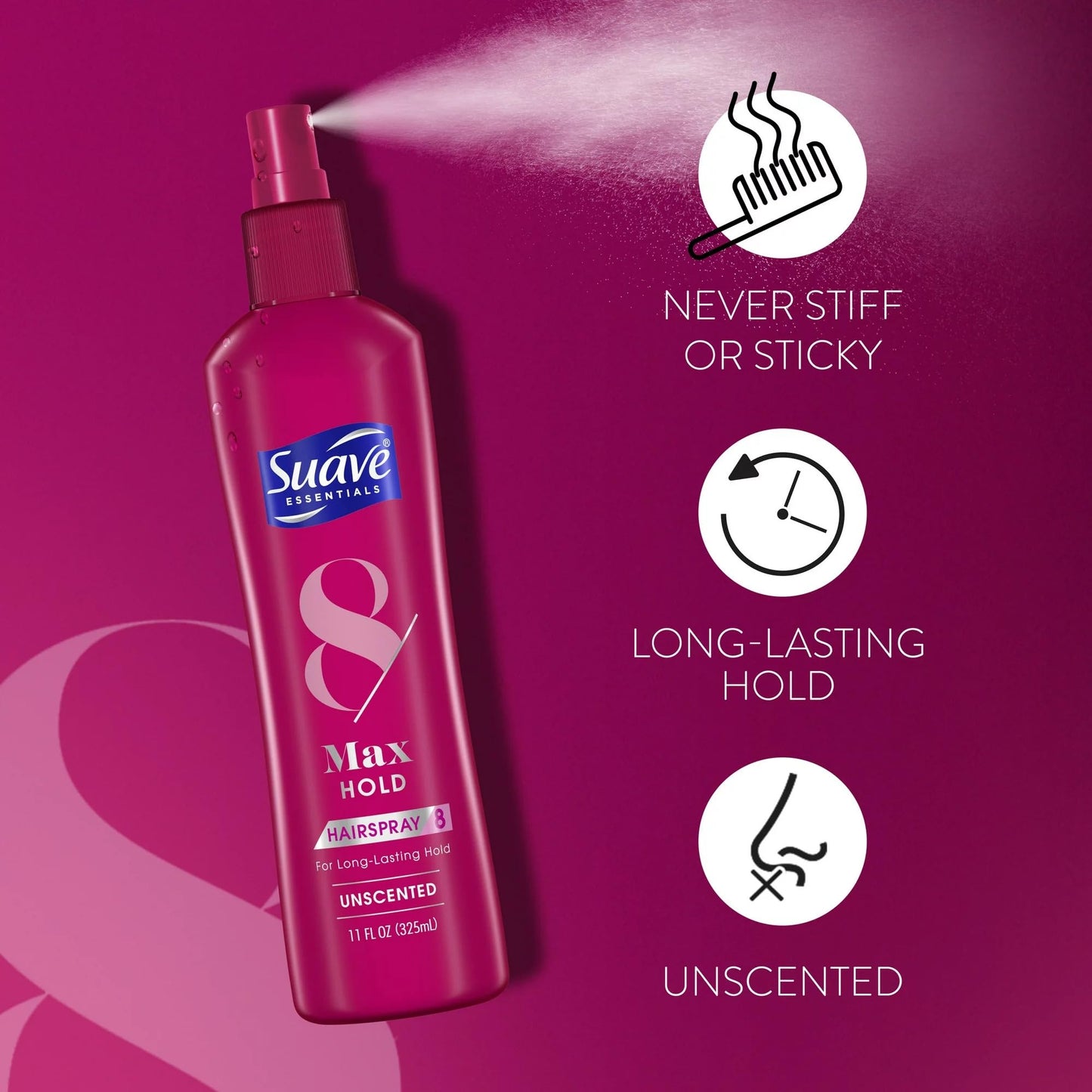Suave Max Hold Non Aerosol Hairpsray Unscented 11 oz (Pack of 7)