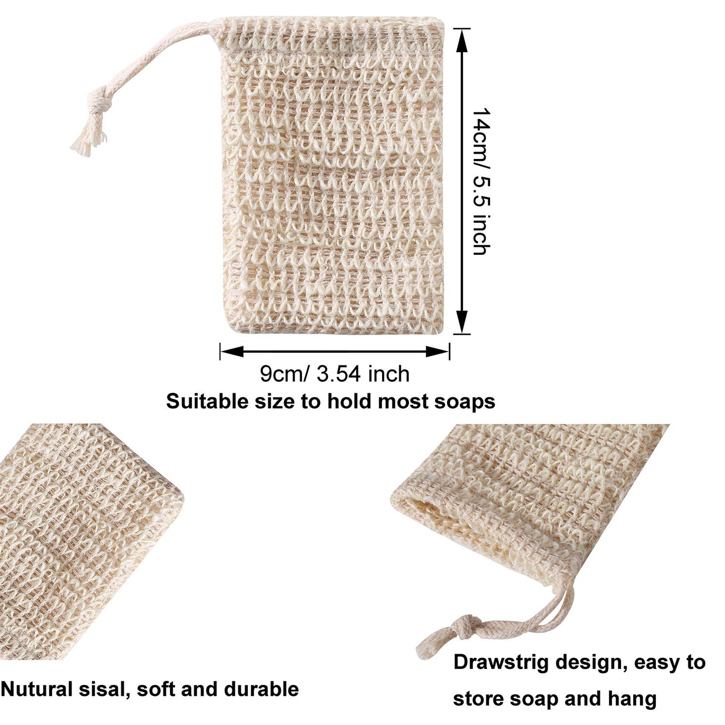 Trounistro 30 Pack Soap Exfoliating Bags Pouch Soap Saver Natural Ramie Mesh Soaps Bag Hand Made Soaps Bag with Drawstring for Bath & Shower Use