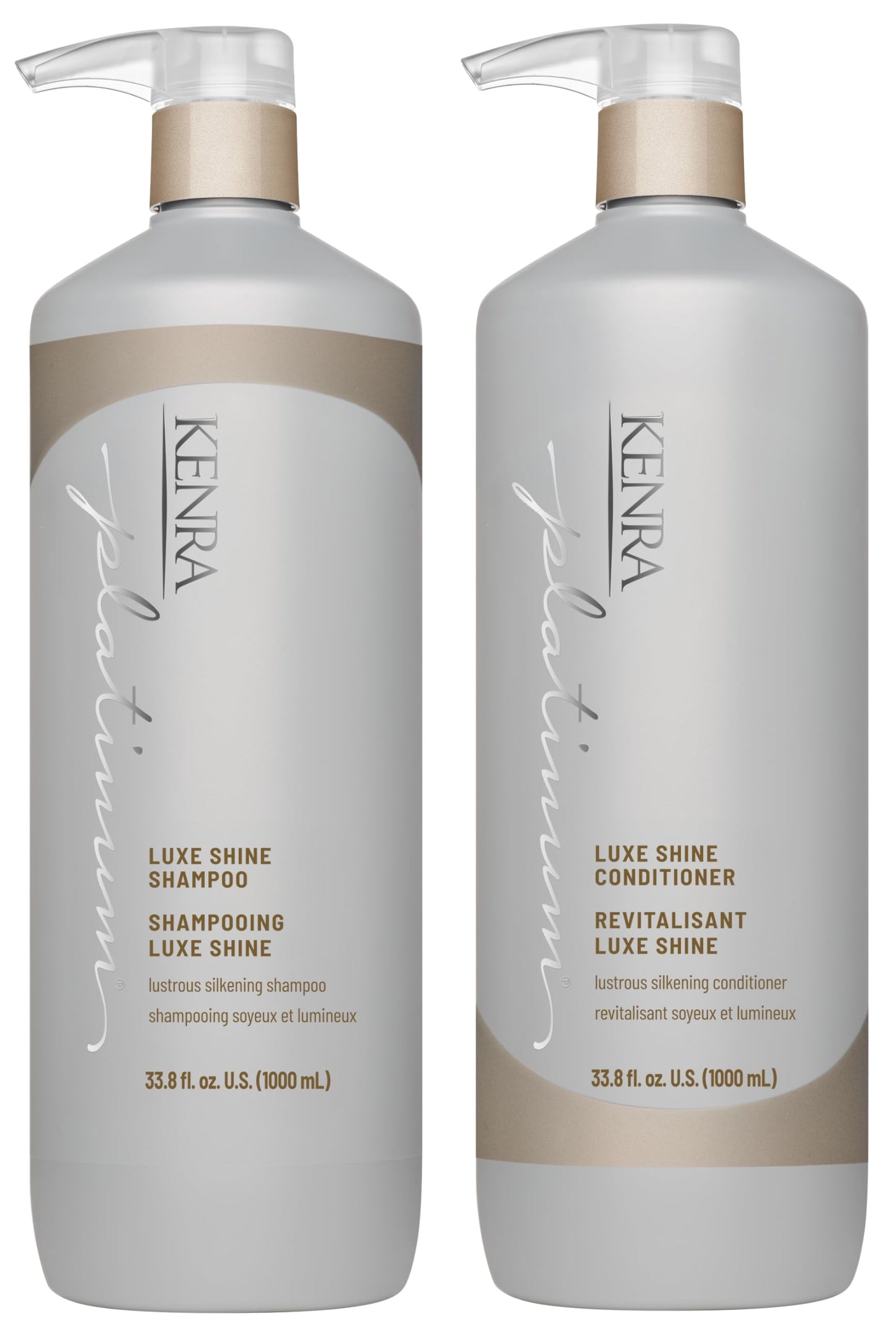 Kenra Platinum Luxe Shine Shampoo & Conditioner Set | High Shine | Smoothing Conditioner for Frizzy Hair | For Dull Hair | Sulfate Free | Color Safe