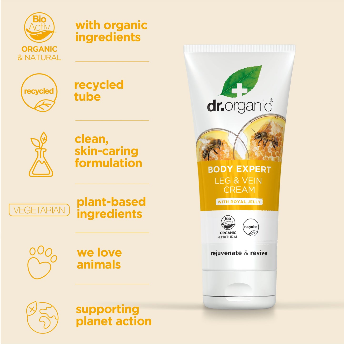 Dr Organic Royal Jelly Leg & Vein Cream 200ml by Dr. Organic