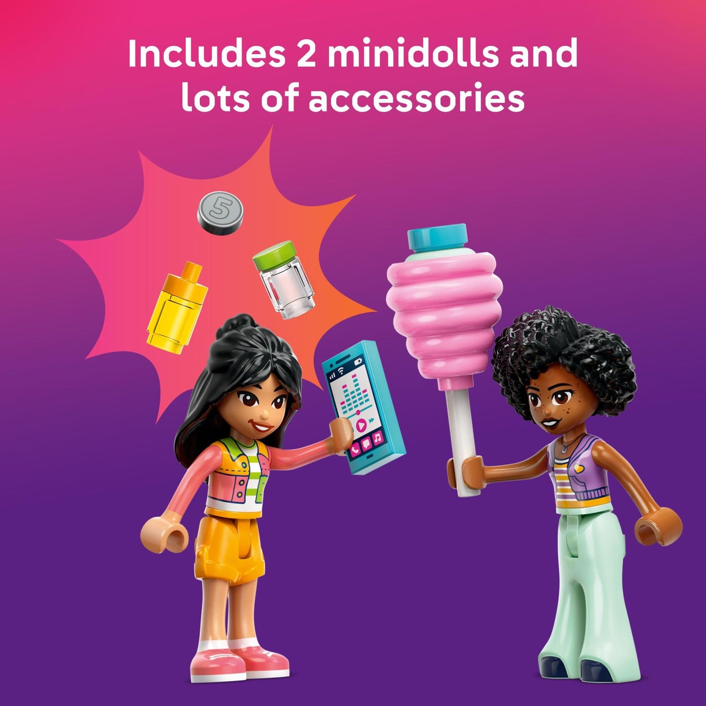 LEGO Friends Cotton Candy Stand & Scooter Set – Toy for Kids Ages 6+ with 2 Mini-Dolls & Accessories – 42643