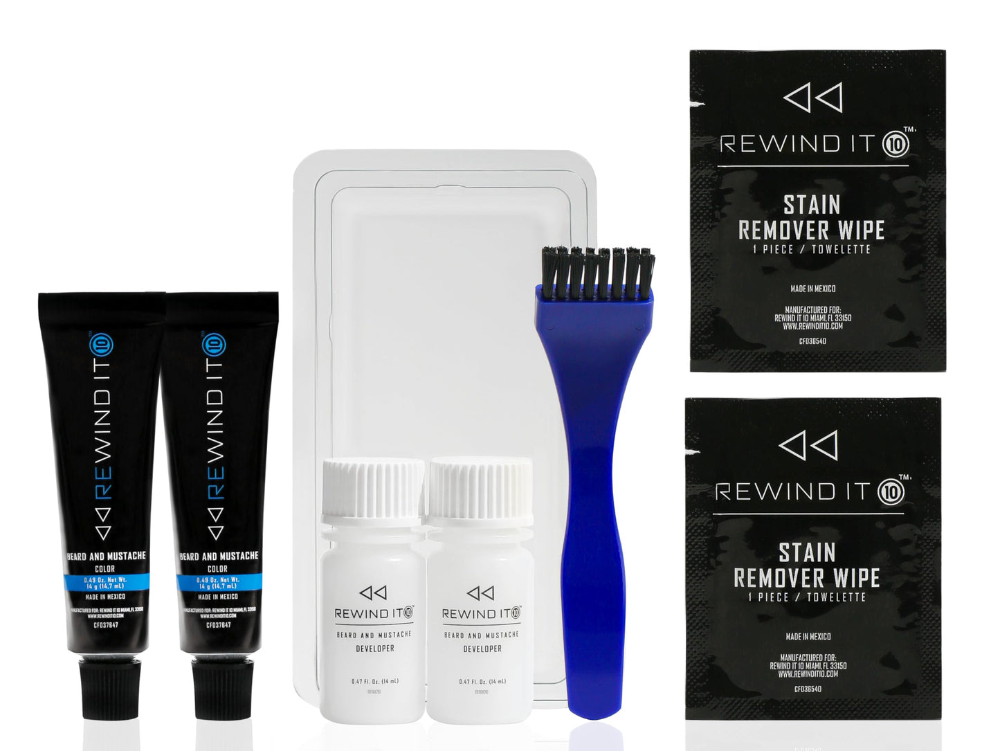 REWIND IT 10 Jet Black Beard and Mustache Color