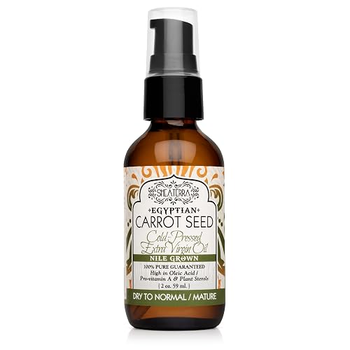 Shea Terra Egyptian Carrot Seed Cold-Pressed Extra Virgin Oil | Nutrient Rich, All Natural & Organic Oil with Anti-Aging Vitamin A, E